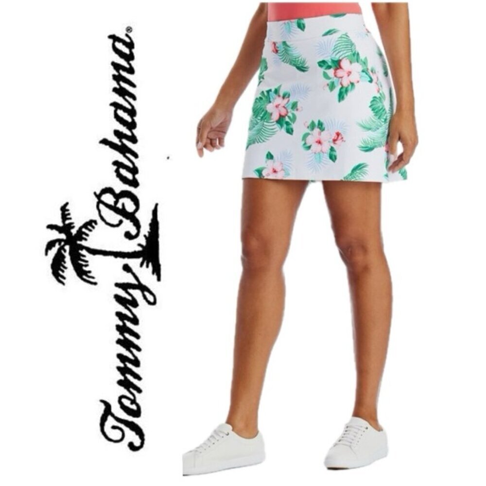 TOMMY BAHAMA SKORT AUBREY HIBISCUS ISLAND ZONE Sz L TENNIS GOLF COCONUT CORE‎
